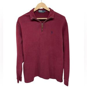 Polo Ralph Lauren‎ Red 1/4 Quarter Zip Sweater Mock Neck Mens Large
